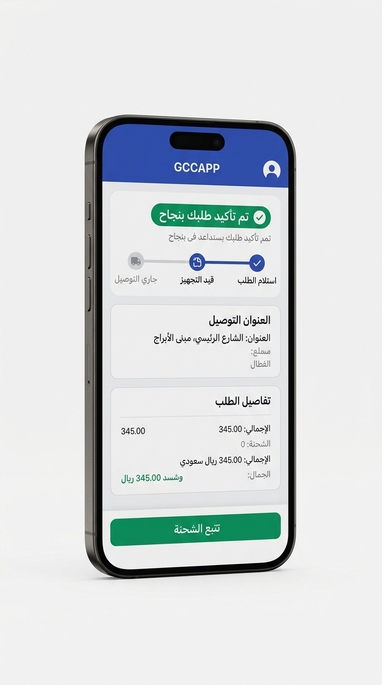 شاشة تأكيد وتتبع الطلب